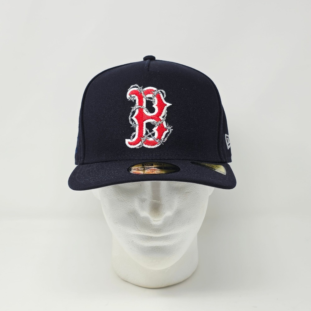New Era 59FIFTY A-Frame Boston Red Sox Barbed Wire Hat Navy Blue 7 1/2 Fitted - Picture 5 of 8
